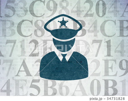 Security concept: Police on Digital Data Paper Security concept: Police on Digital Data Paper 34731828
