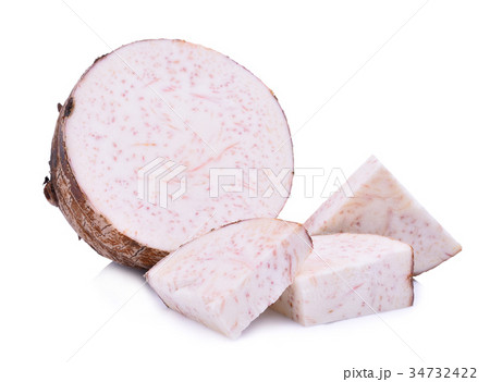 half and slice of taro root isolated on white  34732422