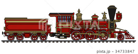 Vintage red american steam locomotive 34733847