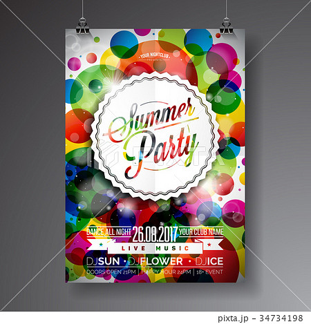 Vector Summer Party Flyer Design with typographic Vector Summer Party Flyer Design with typographic 34734198