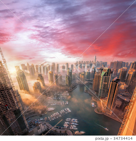 Dubai marina in Dubai, United Arab Emirates. 34734414