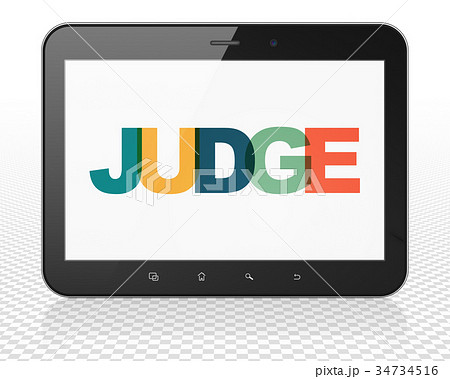 Law concept: Tablet Pc Computer with Judge on 34734516