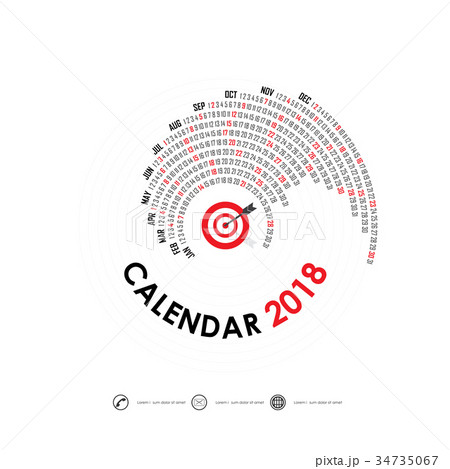 2018 Calendar Template.Spiral calendar. 34735067