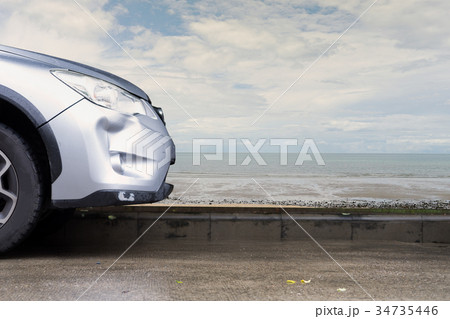 car silver color crash damage bumper breakdown car silver color crash damage bumper breakdown 34735446