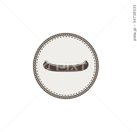 Canoe icon patch and sticker. Vintage hand drawn Canoe icon patch and sticker. Vintage hand drawn 34736335