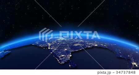 India city lights map 3d rendering 34737848