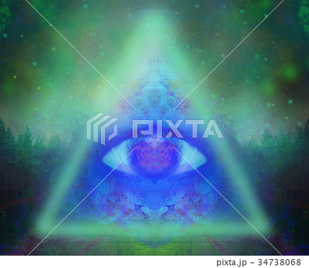 Illustration of a third eye mystical sign 34738068