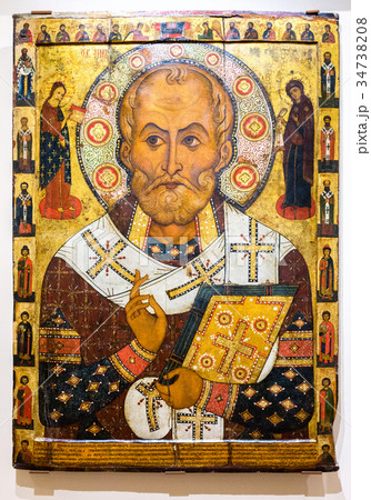 Antique Russian orthodox icon of St. Nicholas Antique Russian orthodox icon of St. Nicholas 34738208