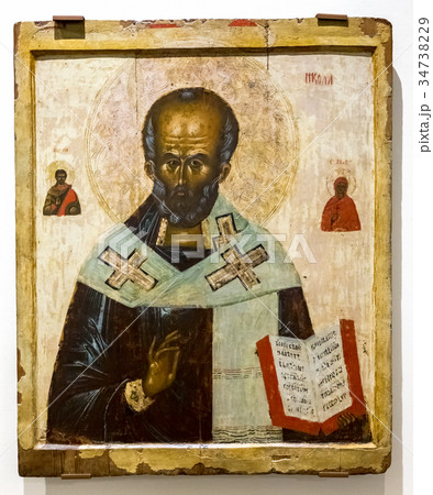 Antique Russian orthodox icon of St. Nicholas Antique Russian orthodox icon of St. Nicholas 34738229