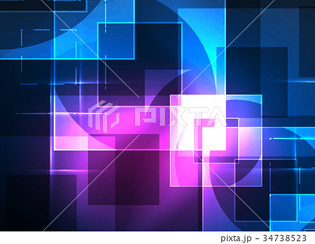 Glowing squares in the dark, digital abstract Glowing squares in the dark, digital abstract 34738523