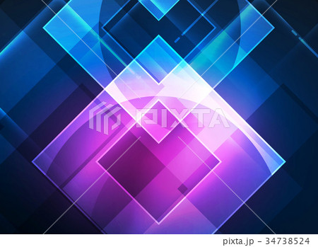 Glowing squares in the dark, digital abstract Glowing squares in the dark, digital abstract 34738524