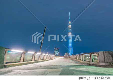 墨田川とスカイツリーの夜景 墨田川とスカイツリーの夜景 34738756