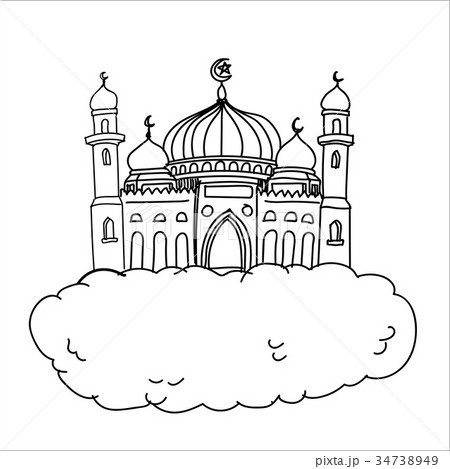 sg171005-Cartoon Mosque on Cloud-Vector Sketch 34738949