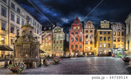 Stortorget square and colorful houses in Stockholm Stortorget square and colorful houses in Stockholm 34739514