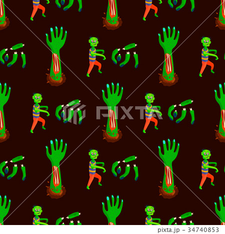 Colorful zombie scary cartoon character seamless Colorful zombie scary cartoon character seamless 34740853