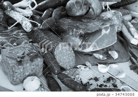 Meat products on table Meat products on table 34743088