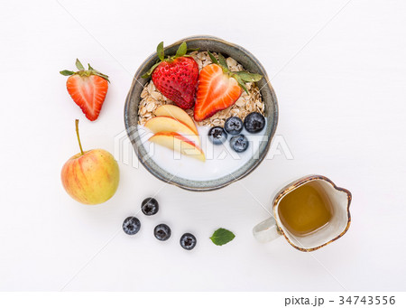 Healthy breakfast ingredients. 34743556