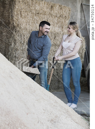 Man and woman in the barn. Man and woman in the barn. 34750114