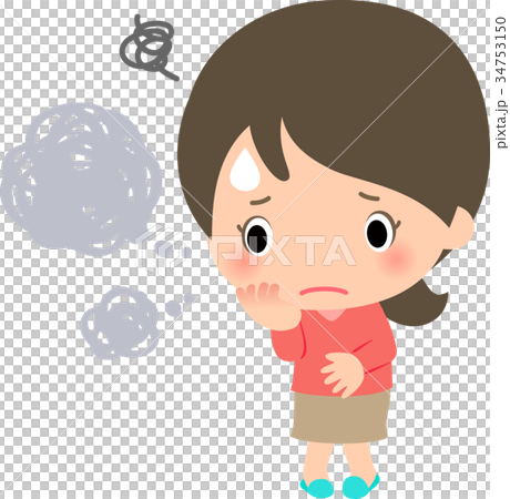 悩み事で頭がいっぱいの若い女性のイラスト素材