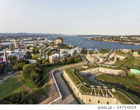 Aerial helicopter view of Chateau Frontenac hotel Aerial helicopter view of Chateau Frontenac hotel 34754024