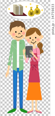 A couple operating a tablet A couple operating a tablet 34759833