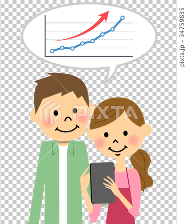 A couple operating a tablet A couple operating a tablet 34759835