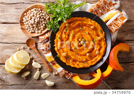 Homemade pumpkin hummus with garlic, lemon 34759970