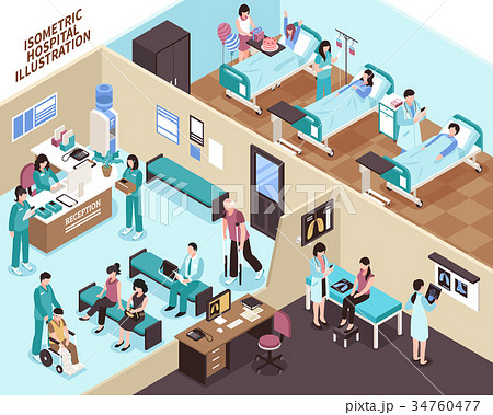 Hospital Isometric Illustration 34760477