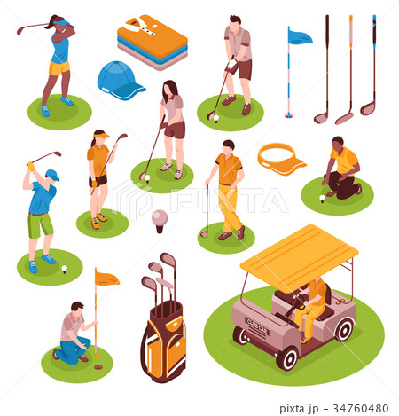 Golf Isometric Icons Set  34760480