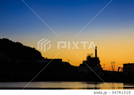 池島港の日没後 池島炭鉱跡 長崎 34761319