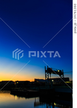 池島港の日没後 池島炭鉱跡 長崎 34761360