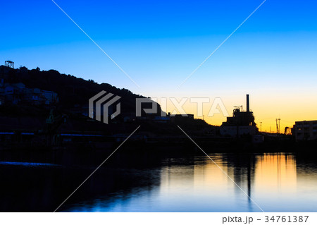 池島港の日没後 池島炭鉱跡 長崎 34761387