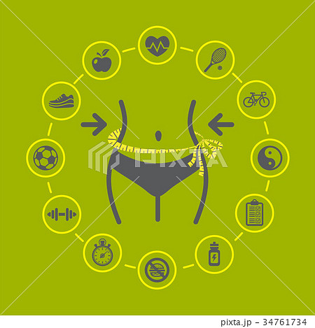 Weight loss illustration with health and fitness Weight loss illustration with health and fitness 34761734
