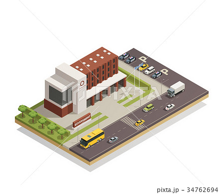 Government Building Outdoor  Isometric Composition  34762694