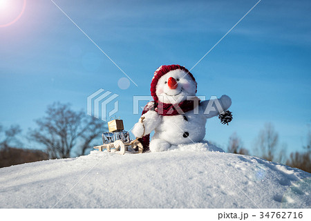 Happy snowman with hat Happy snowman with hat 34762716