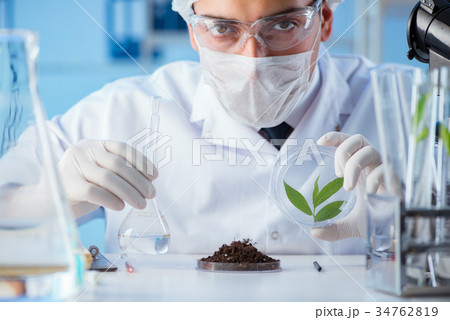 Male scientist researcher doing experiment in a 34762819