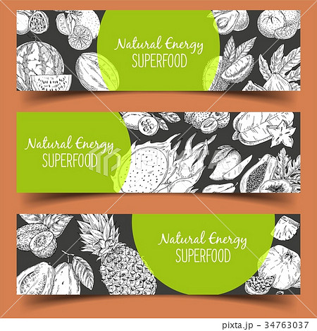 Sketch fruits of watermelon and melon, pineapple 34763037