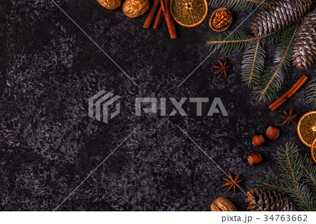 Christmas dark stone background. 34763662
