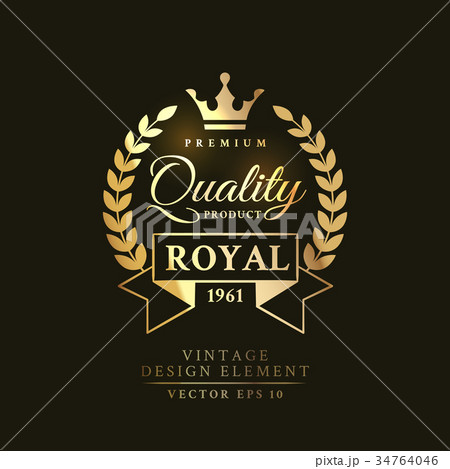Gold vintage retro badge on the black 34764046