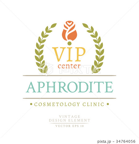 Colorful retro badge of the VIP center APHRODITE 34764056
