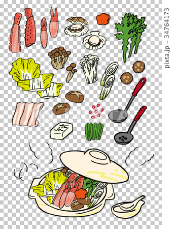 手描き　鍋　食材セット 34764173