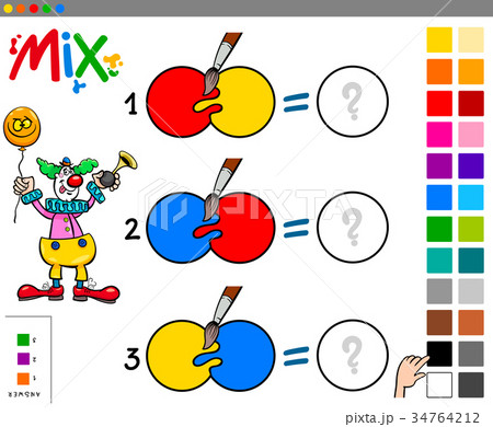 mix colors educational game with clown mix colors educational game with clown 34764212