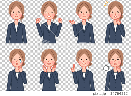 紺スーツ　女性　正面　上半身セット１ 34764312