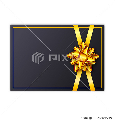 Black holiday gift card with golden ribbon and bow 34764549