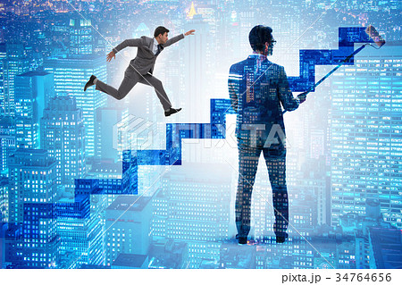 Businessman in career ladder concept Businessman in career ladder concept 34764656