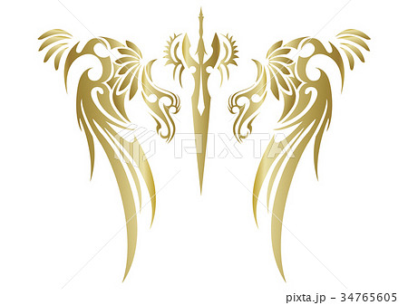 トライバル 翼 天使の羽のイラスト素材 34765605 Pixta