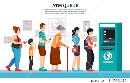 ATM Queue Illustration ATM Queue Illustration 34766132