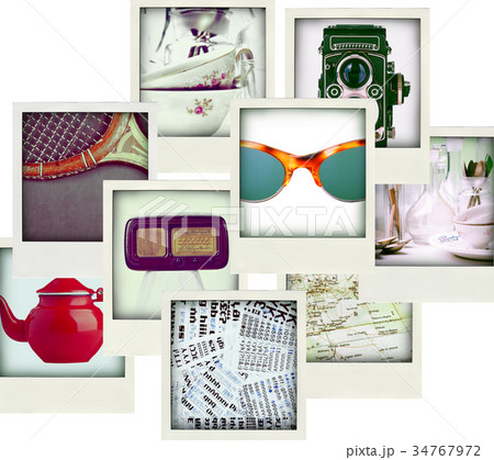 Collage of nine photos of vintage object 34767972