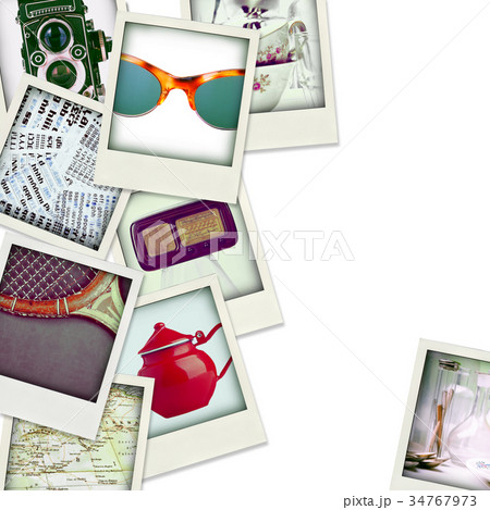 Collage of nine photos of vintage object 34767973