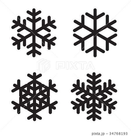 Set of silhouettes snowflakes on White. Vector 34768193